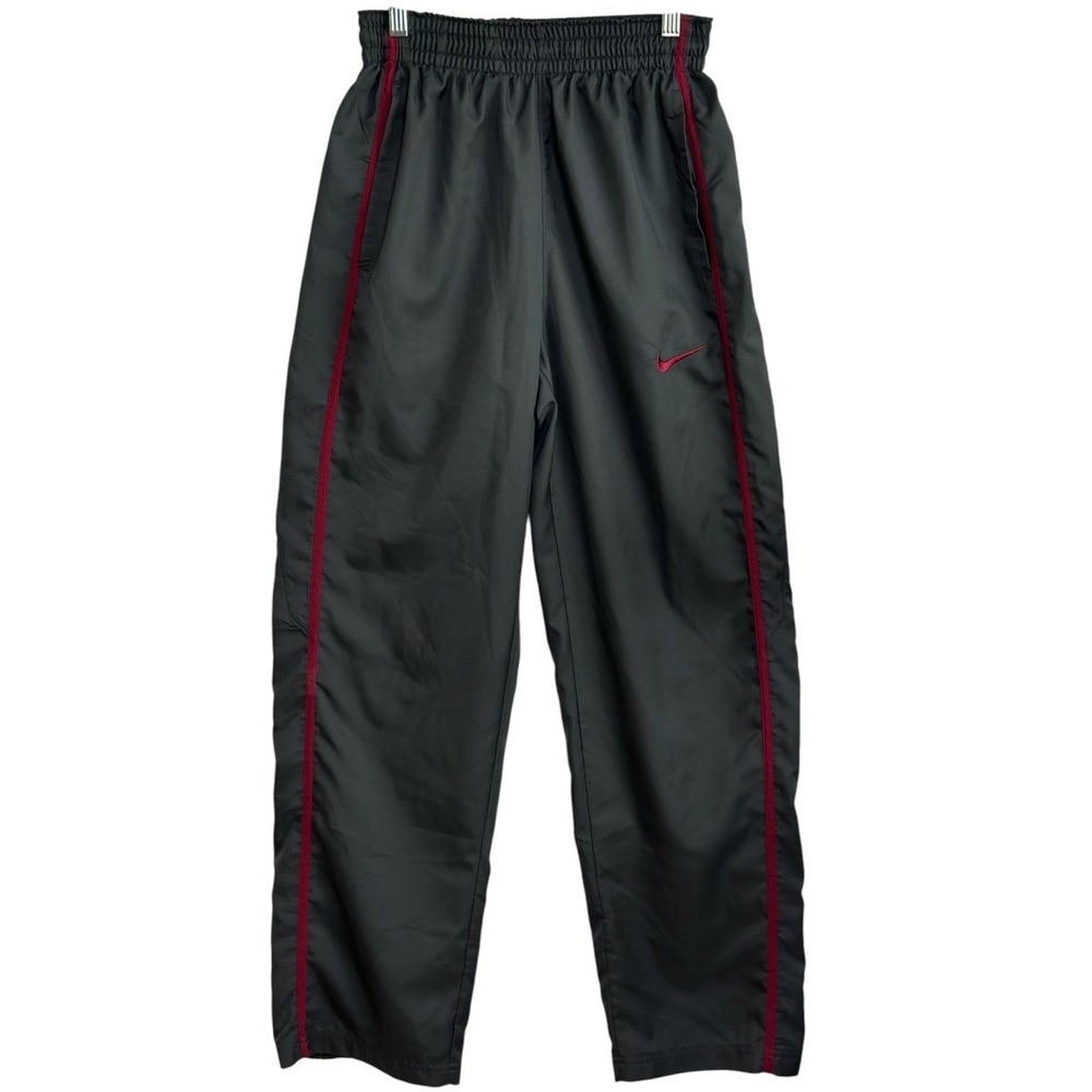 Nike Track Pants Men Black Red Side Stripe Dri-FIT Ankle Zip Activewear Gym S